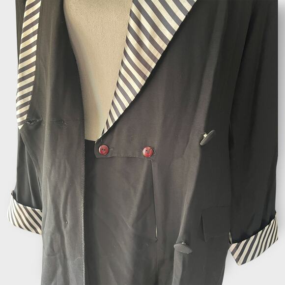 VTG Cache Blazer Romper Tuxedo Style Striped Size 10 Notched Collar 1990s - Picture 8 of 12